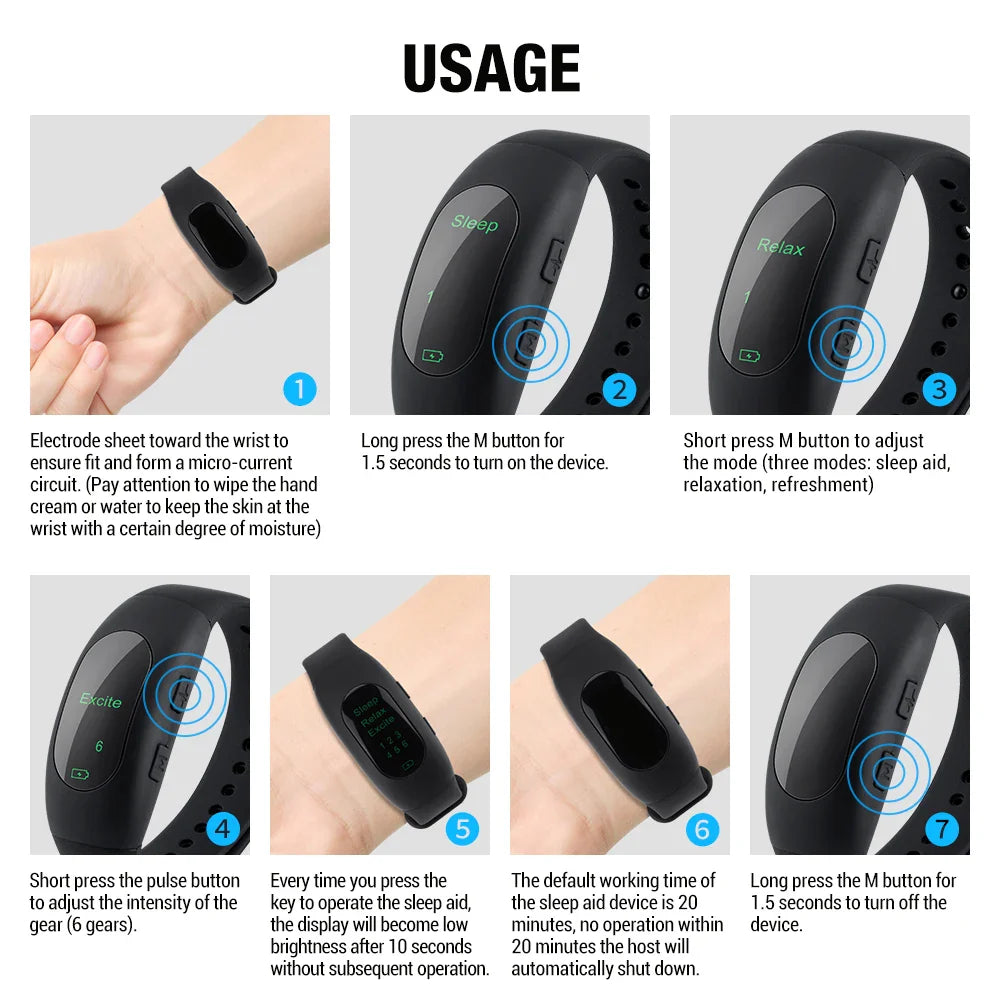 Intelligent electronic sleep instrument micro-current pulse rest hypnosis insomnia wristband watch